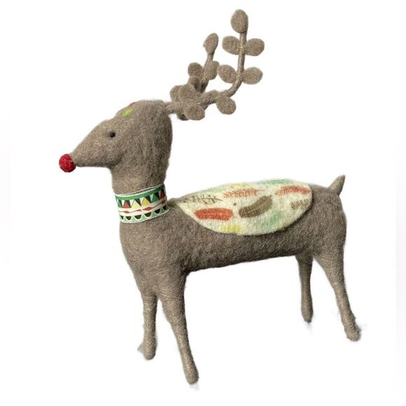 Bohemian Felt Reindeer Figurine/Christmas Decoration - Picture 2 of 8